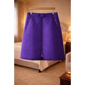 Athleta Jupe Apres Ski Quilted Puffer Skirt Purple Zip Front Size 8 Sporty Fun